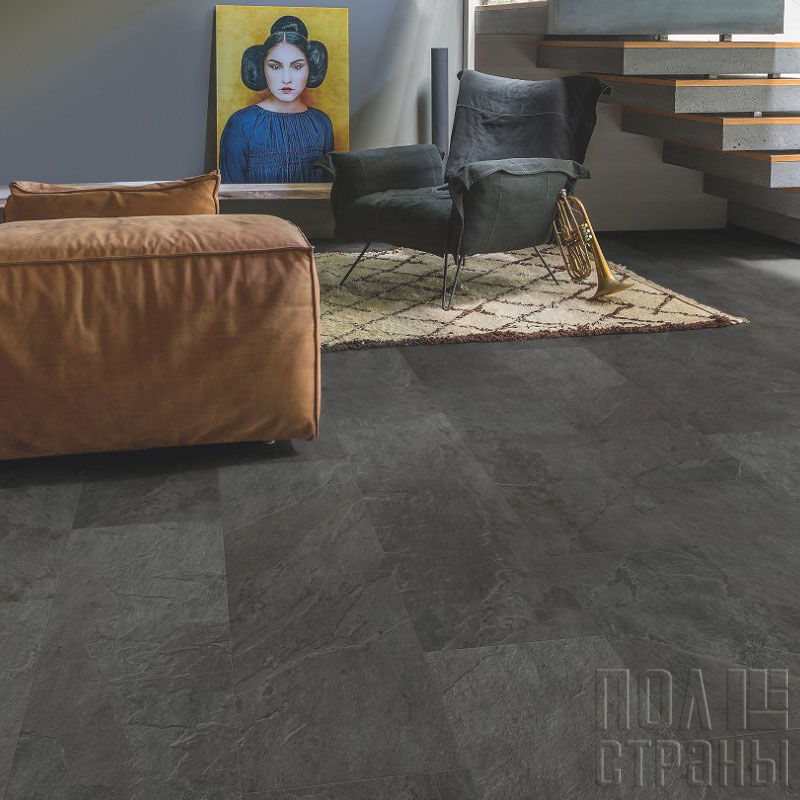 ПВХ-плитка Quick Step LIVYN Ambient Glue Plus AMGP 40035 Сланец чёрный ПВХ-плитка Quick Step LIVYN Ambient Glue Plus AMGP 40035 Сланец чёрный
