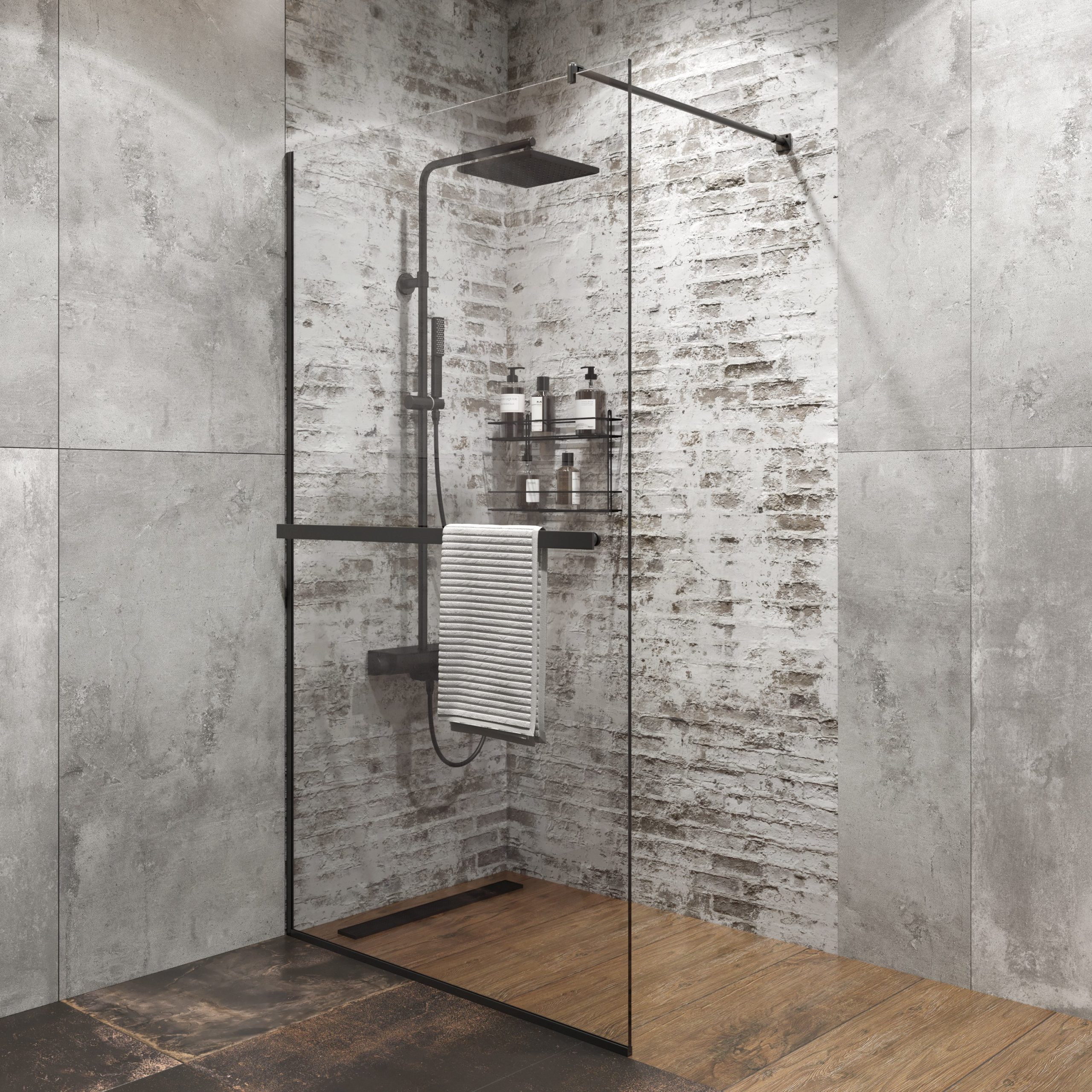 Полка STWORKI Glass Shelf 90 полкодержатели хром Полка STWORKI Glass Shelf 90 полкодержатели хром